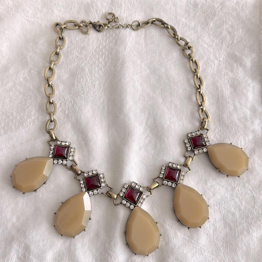 Anthropologie Winter Berry Statement Necklace Beaded Boho OS